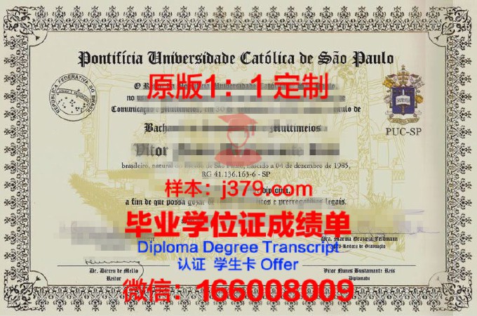 巴拉那天主教大学毕业证样本
